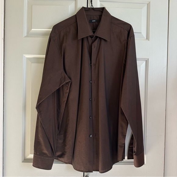 BOSS Hugo Boss Men's Brown Dress Shirt - Picture 4 of 11